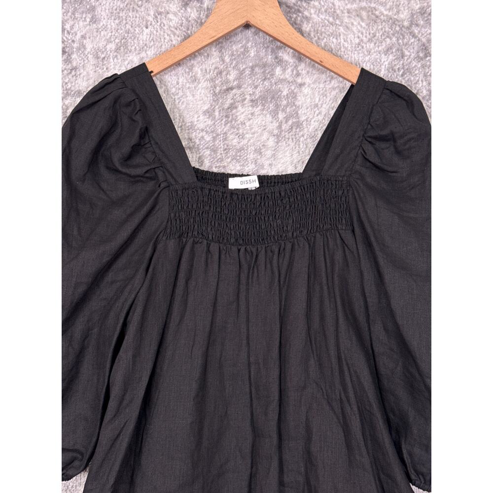 DISSH Black Mini Dress with Puff Sleeves - Picture 2 of 8